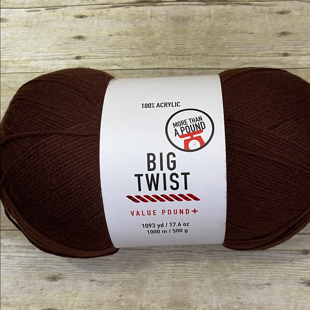 Big Twist Value Pound + Chocolate Brown Huge Skein of Yarn 17.6 Oz